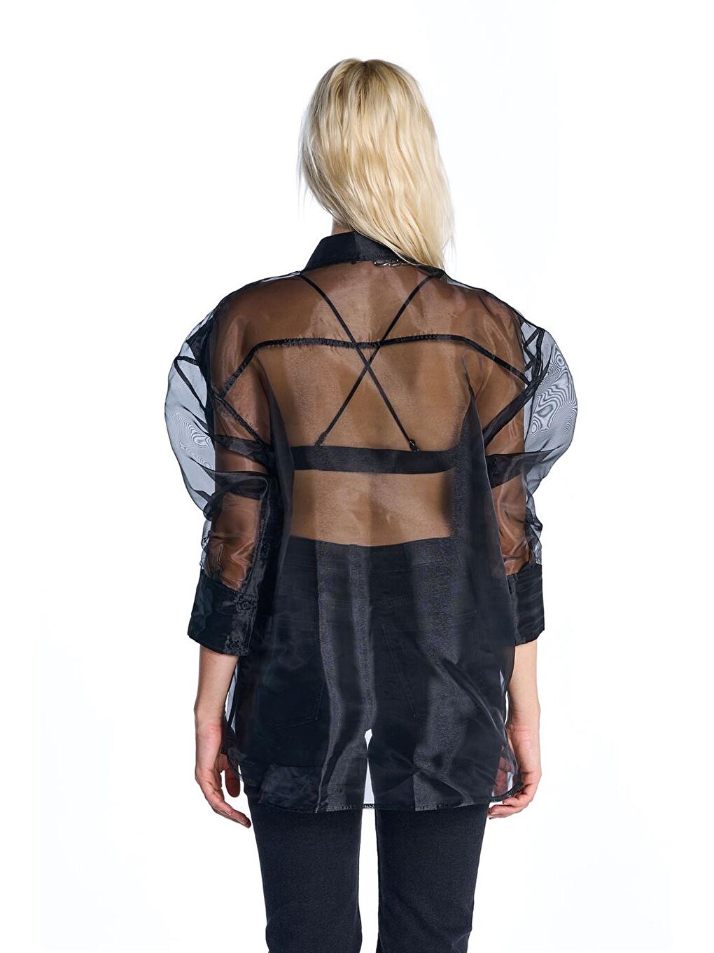 Siyah Organze Poplin Gömlek-4