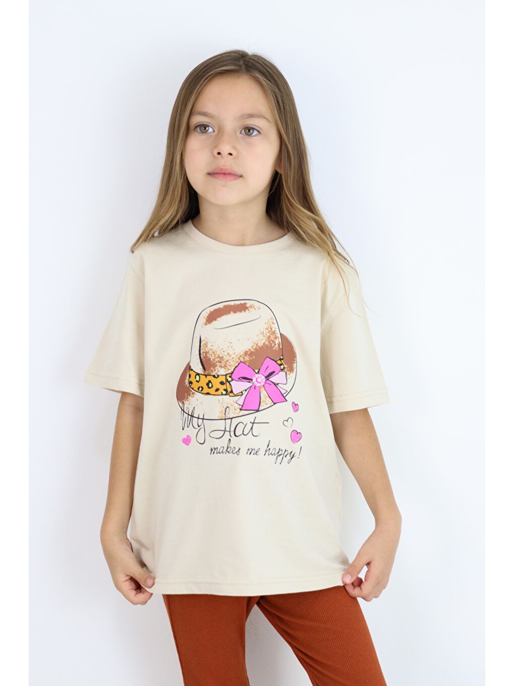 Sarı Basic Baskılı Kız Tişört 4-10 Yaş-1