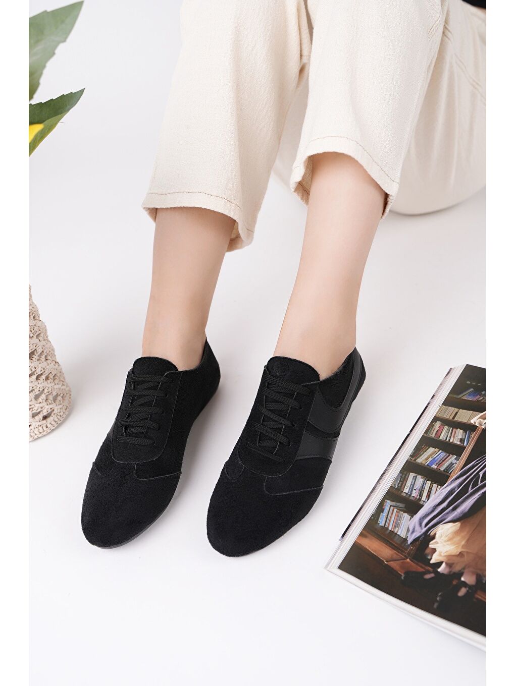 Siyah VİBE Bağcıklı Günlük Kadın Sneaker Spor Ayakkabı-7