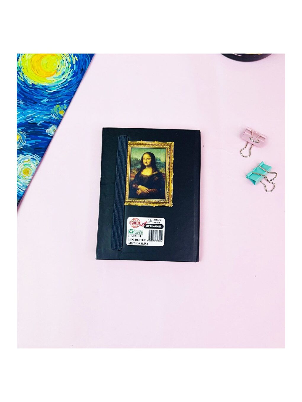 BAM HEDİYELİK EŞYA Karışık Mona Lisa Tasarımlı Sert Kapaklı Mini Defter - 1