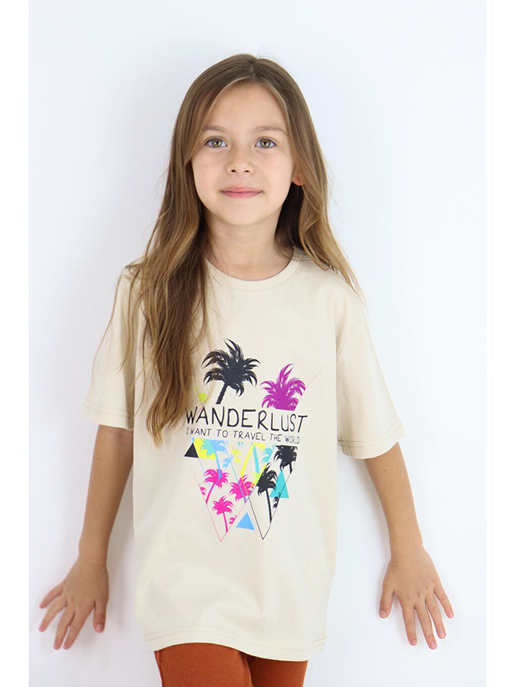 Siyah Basic Baskılı Kız Tişört 4-10 Yaş-1