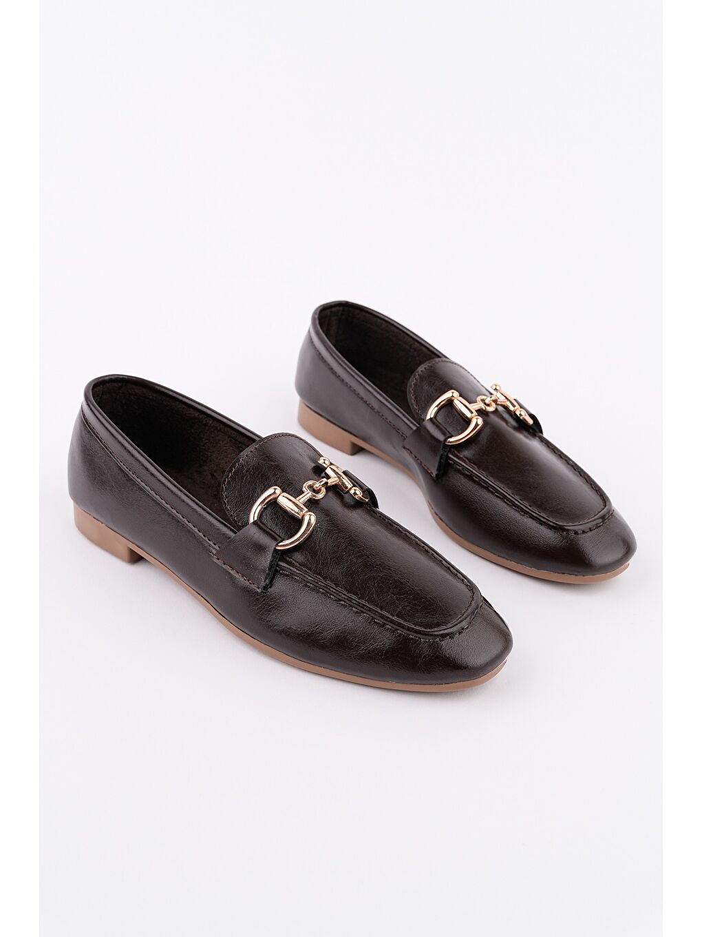 Kahverengi STRİDE Metal Tokalı Kadın Günlük Loafer Ayakkabı-3
