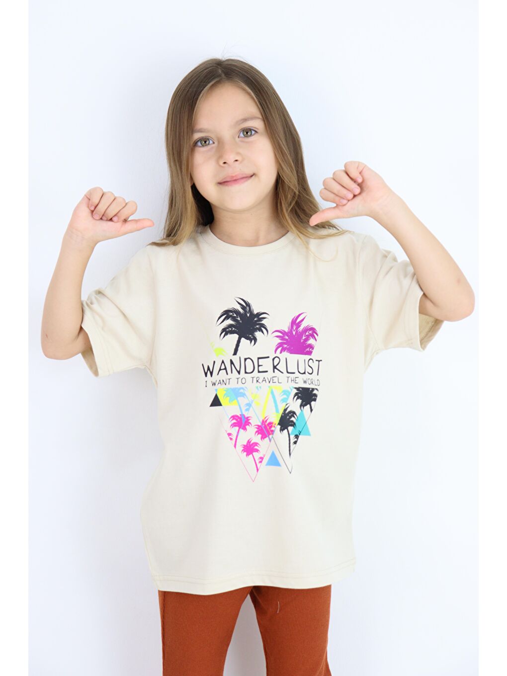 Siyah Basic Baskılı Kız Tişört 4-10 Yaş-3