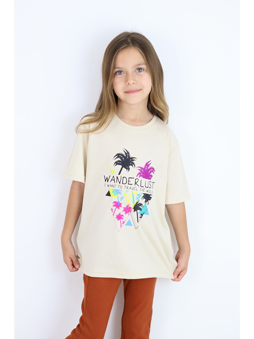 Siyah Basic Baskılı Kız Tişört 4-10 Yaş-4