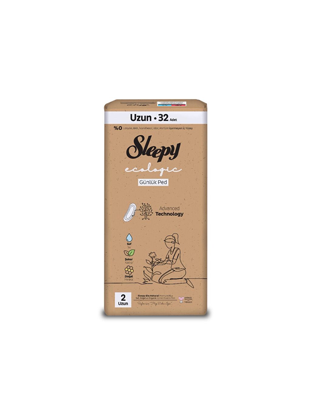 Ecologic Premium Plus Günlük Ped Uzun 32 Adet Ped-1