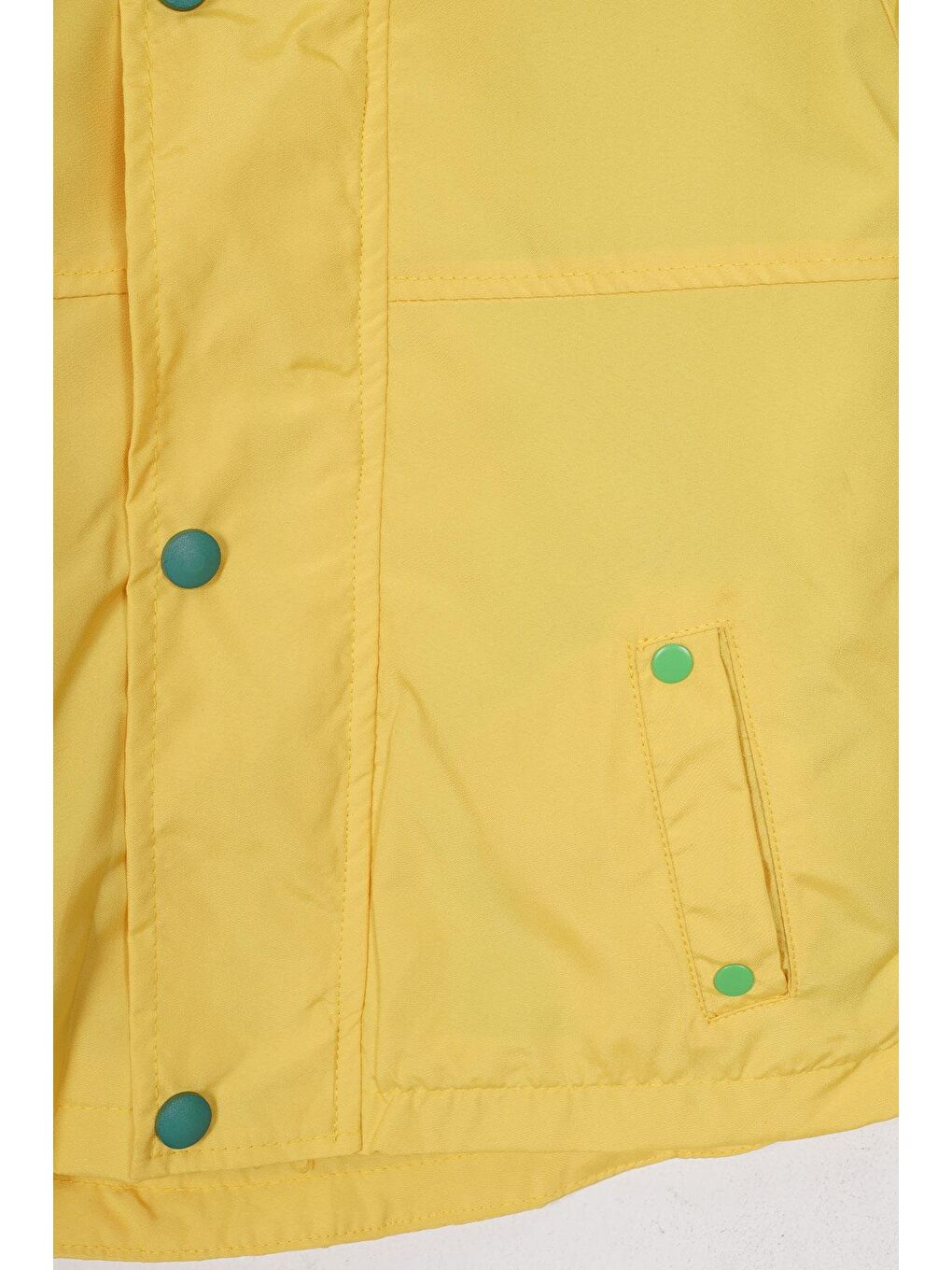 Kapüşonlu Uzun Kol Dinozor Baskılı Sarı Renk Yağmurluk-2