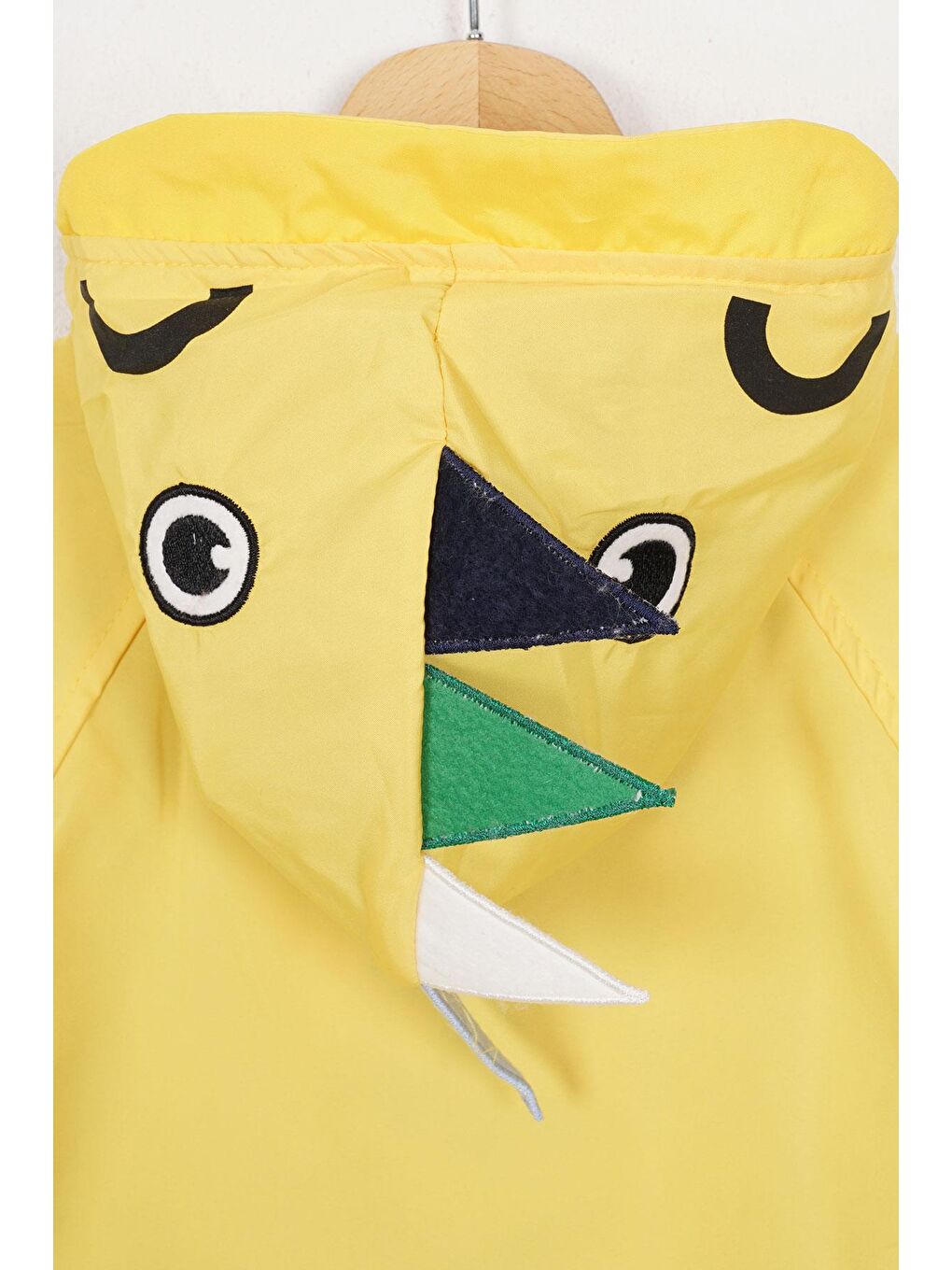 Kapüşonlu Uzun Kol Dinozor Baskılı Sarı Renk Yağmurluk-3
