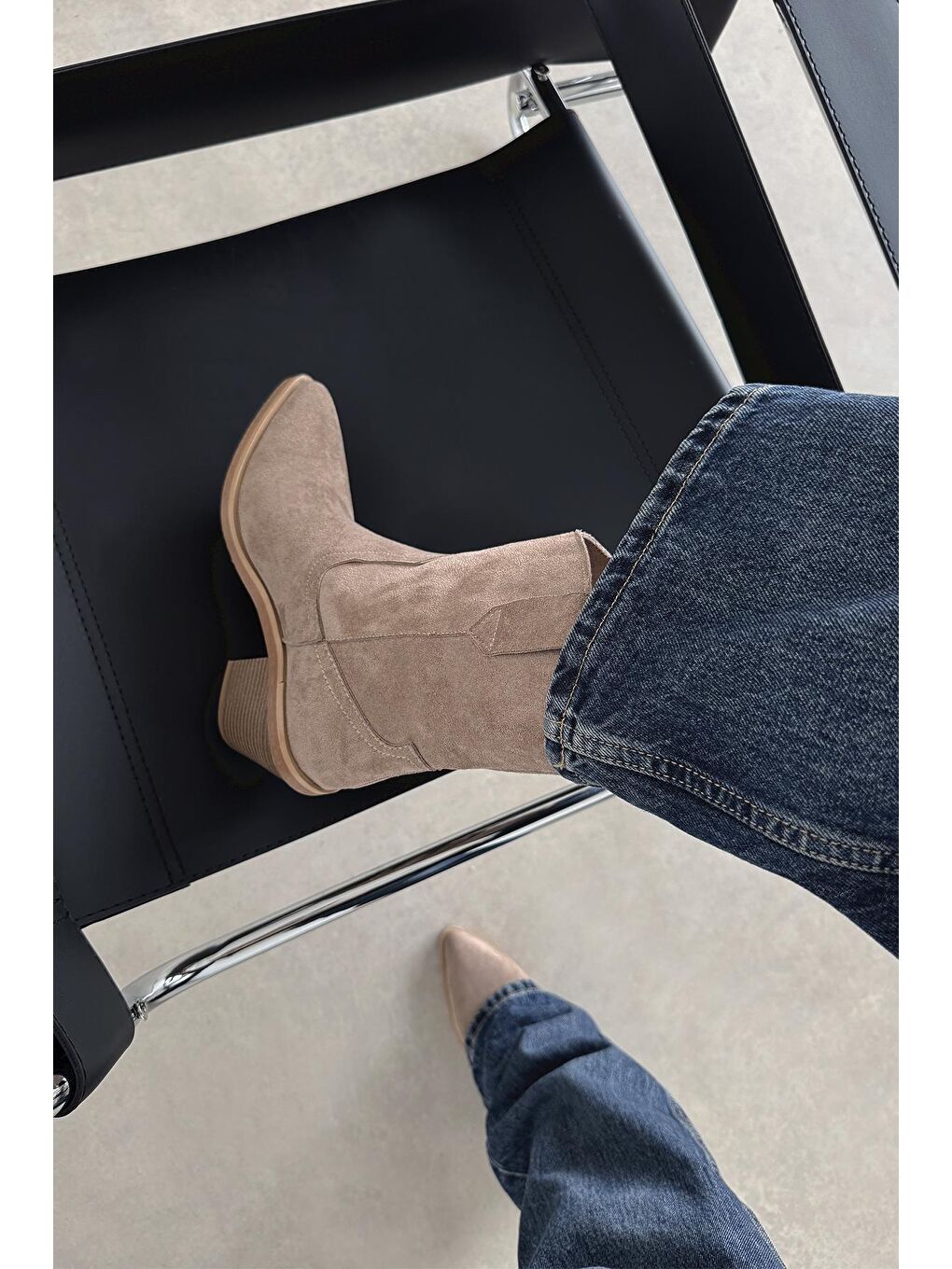 Bej Maven Kadın Süet Topuklu Bot Vizon-2