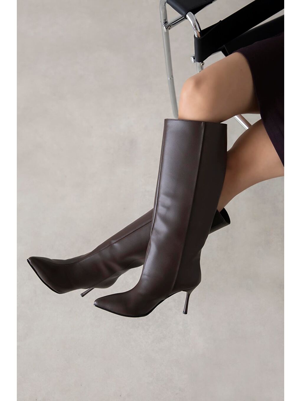 Kahverengi Clara Kadın Mat Deri Çizme Kahve-1