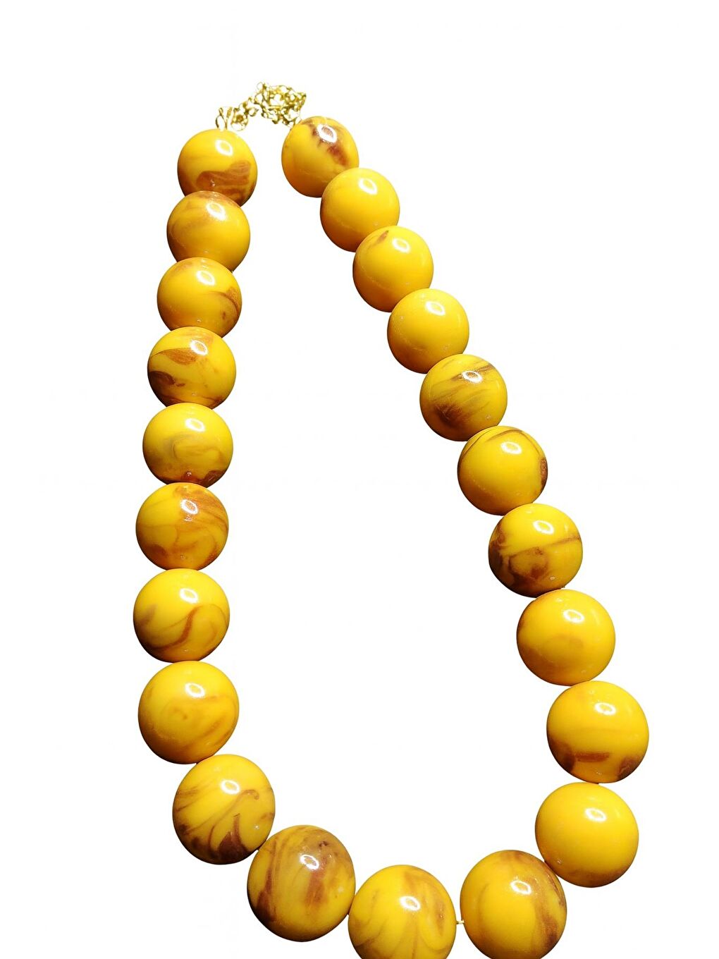 Sarı Büyük Boncuklu Kadın Kolye - 20mm Boncuklu-1