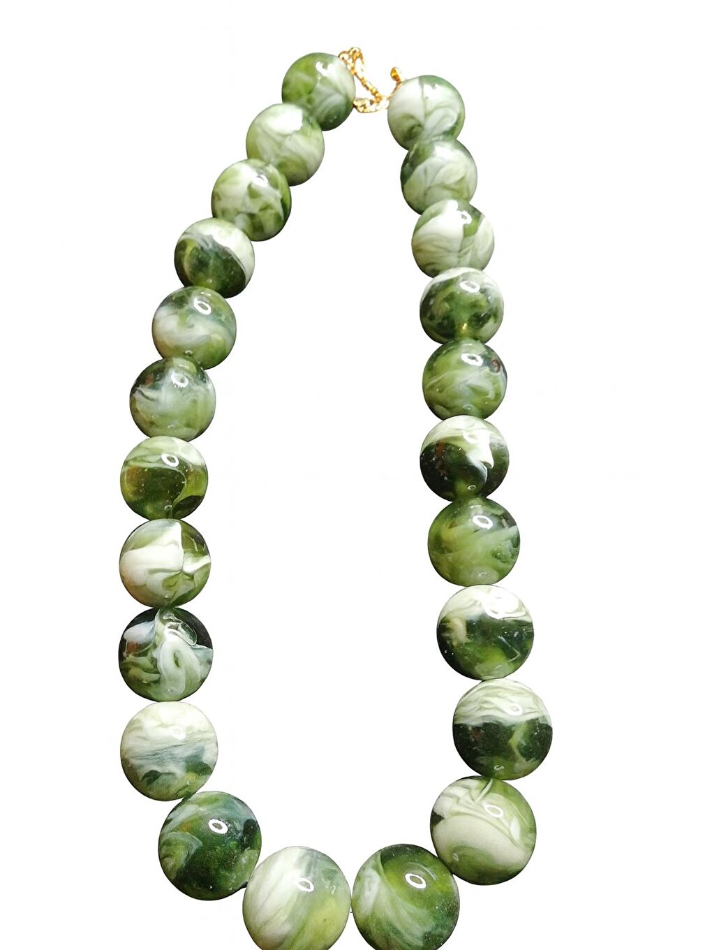 Yeşil Büyük Boncuklu Kadın Kolye - 20mm Boncuklu-1