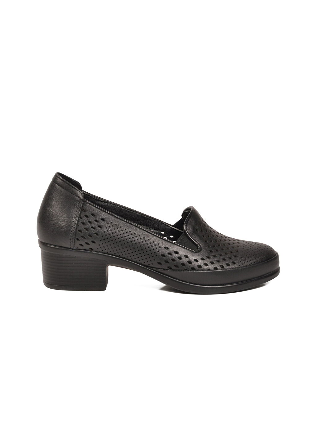 Siyah Hakiki Deri Kadın Topuklu Klasik Ayakkabı 16274 Z-1