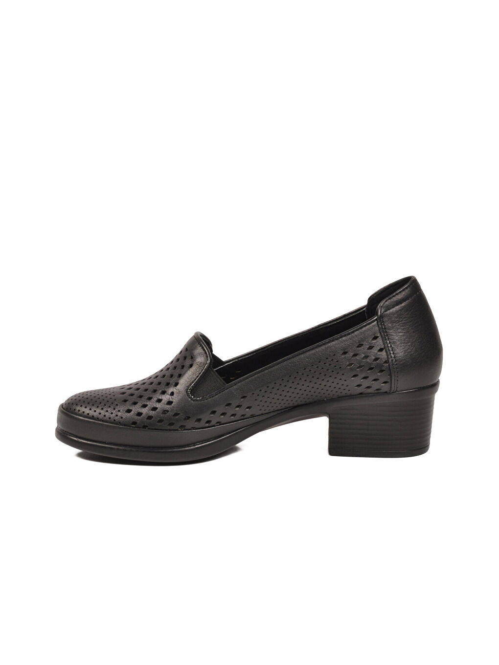 Siyah Hakiki Deri Kadın Topuklu Klasik Ayakkabı 16274 Z-3