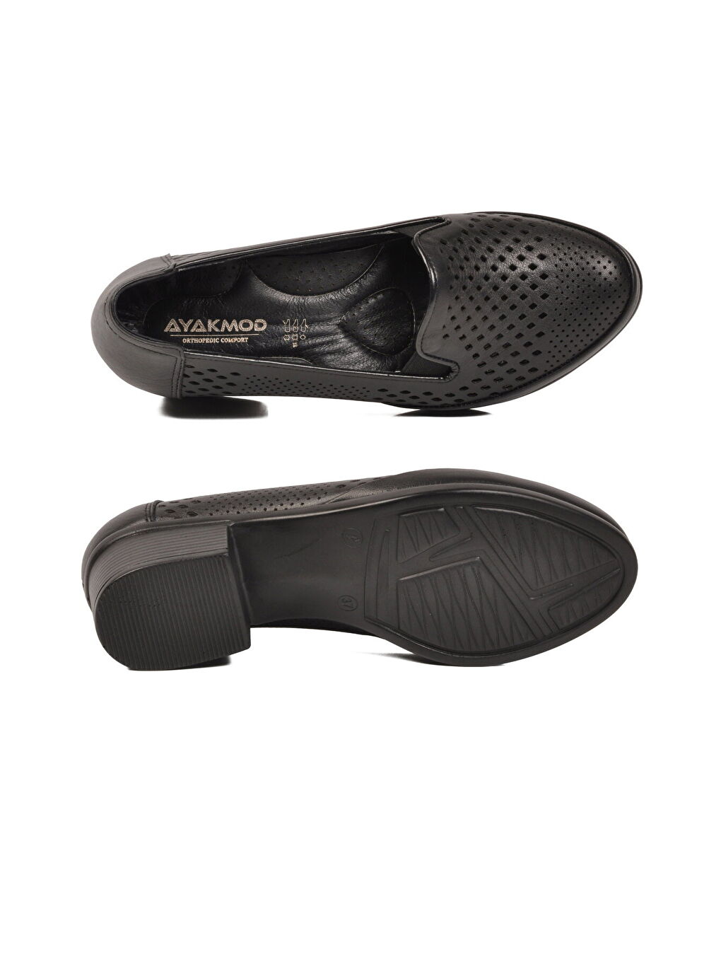 Siyah Hakiki Deri Kadın Topuklu Klasik Ayakkabı 16274 Z-4