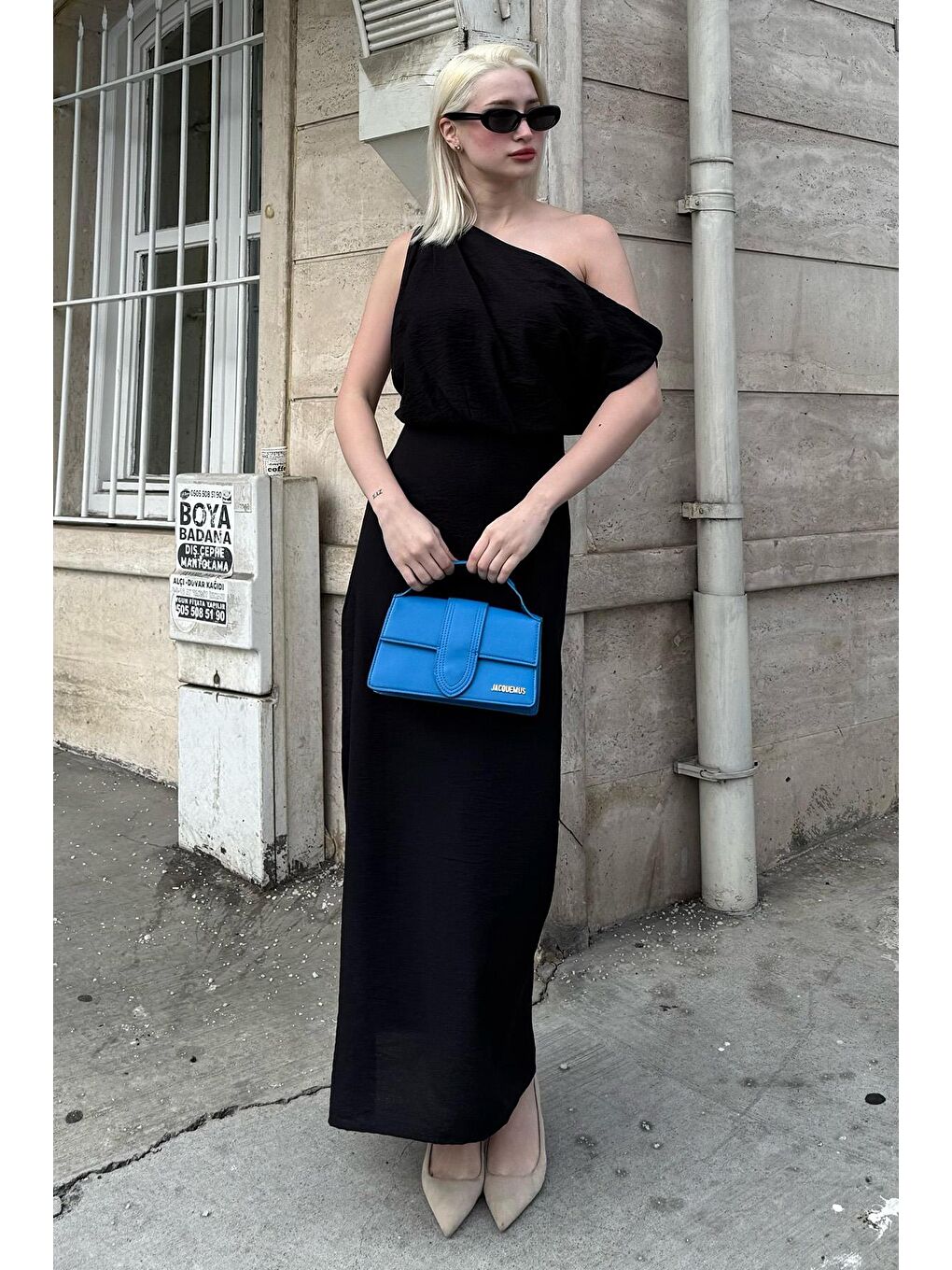 Siyah Düşük Omuz Elbise Mg2349-4