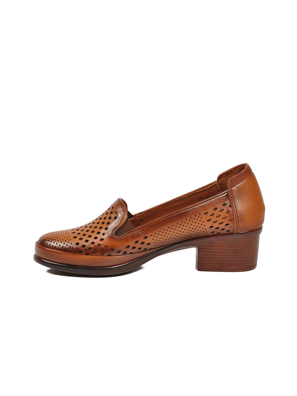 Kahverengi Taba Hakiki Deri Kadın Topuklu Klasik Ayakkabı 16274 Z-3