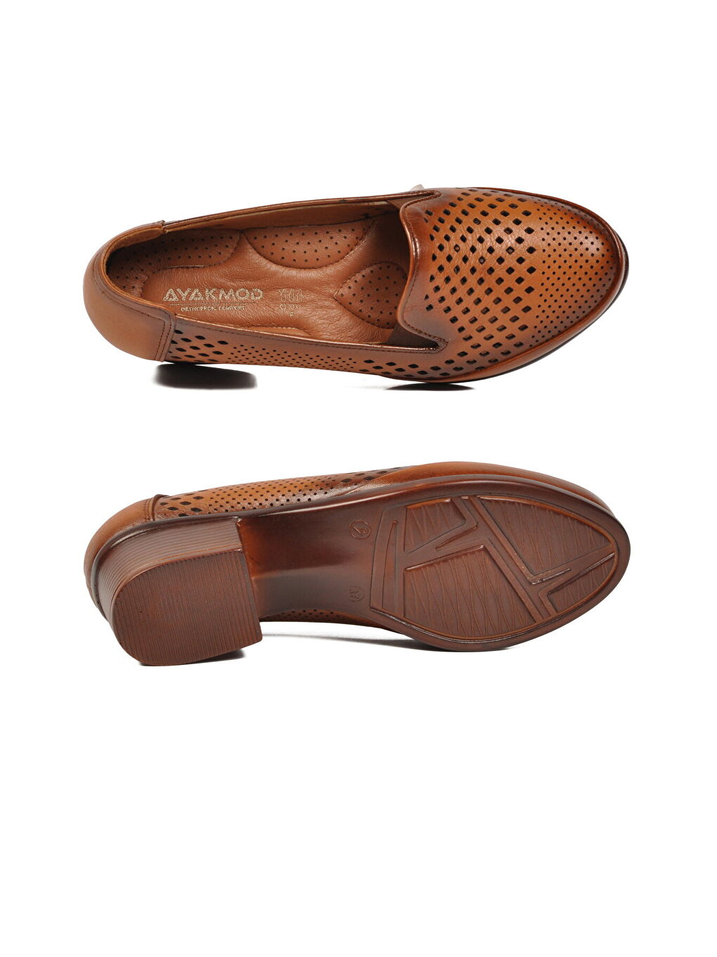 Kahverengi Taba Hakiki Deri Kadın Topuklu Klasik Ayakkabı 16274 Z-4