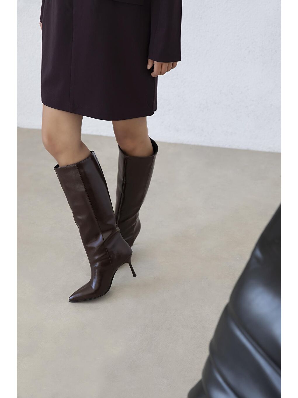 Kahverengi Clara Kadın Kırışık Deri Çizme Kahve-2