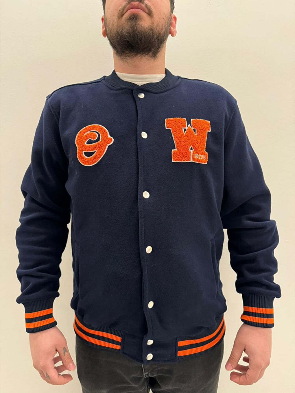 Lacivert Rüzgar Geçirmez Fermuarlı Polar Kolej Ceket-4