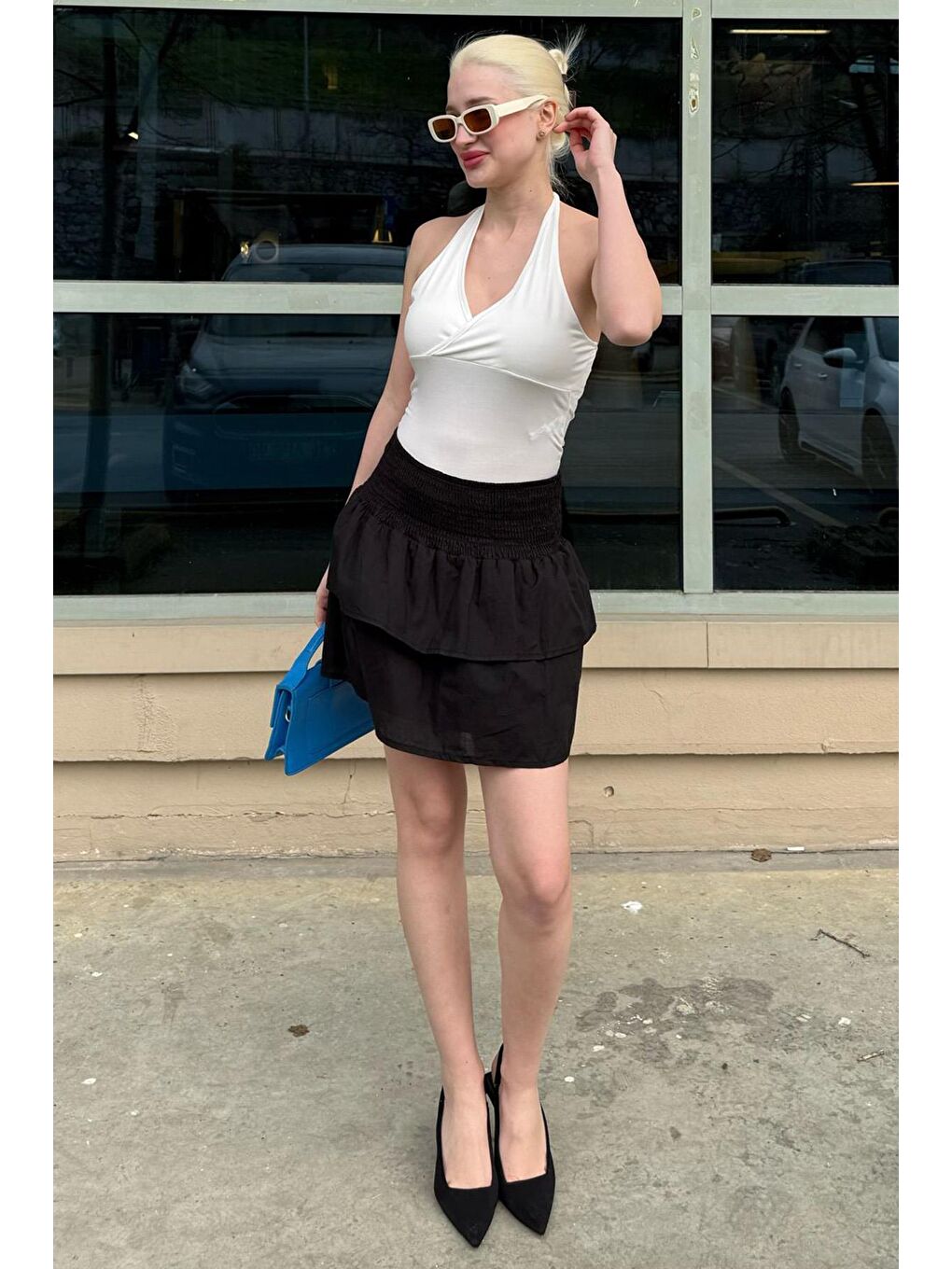 Siyah Mini Katlı Etek Mg2337-4