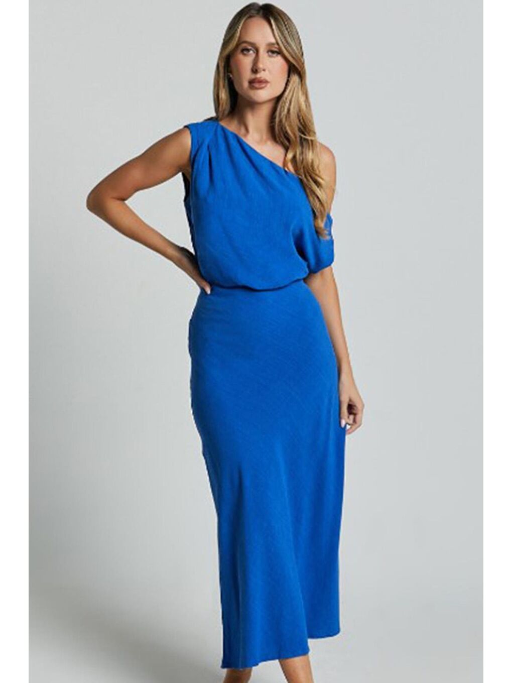 İndigo Düşük Omuz Elbise Mg2349-1