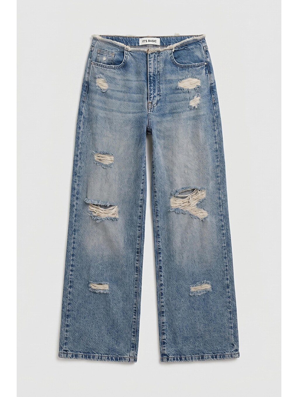 Mavi Kadın Jean Rengi 12s6-32 Straight Fit Yırtık Detaylı Tasarım Denim Jean-2