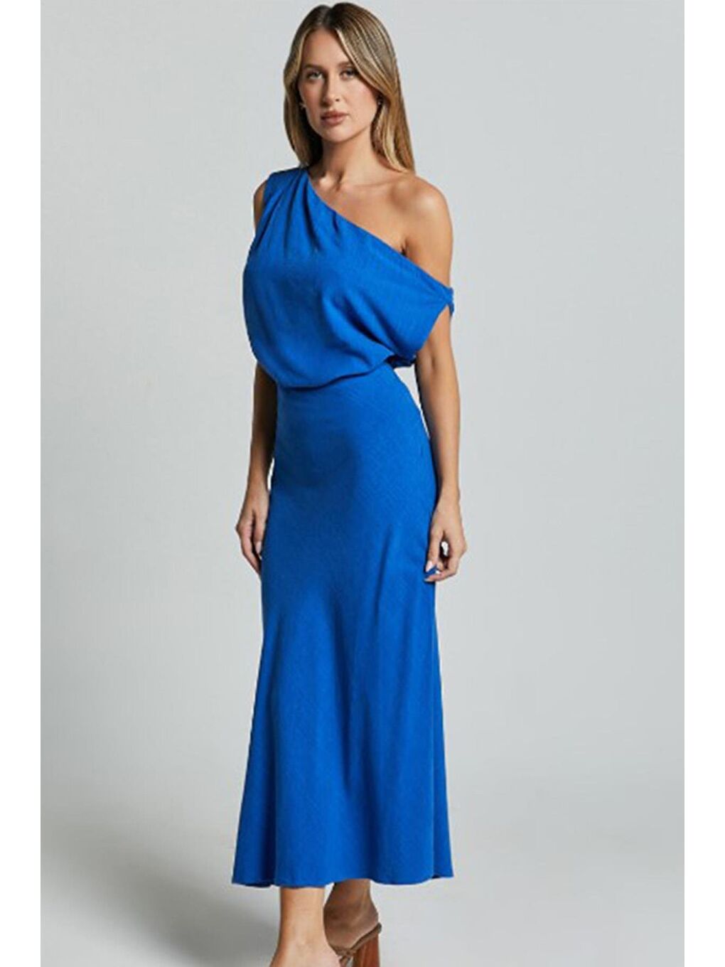 İndigo Düşük Omuz Elbise Mg2349-4