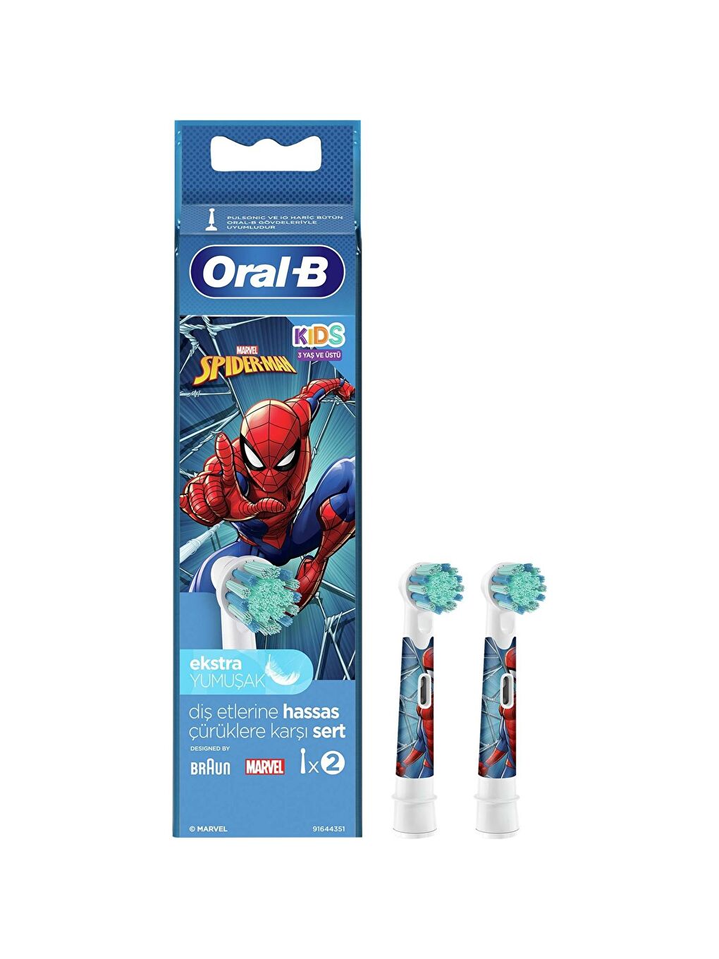 Oral-B Renksiz Stages Çocuklar İçin Diş Fırçası Yedek Başlığı Spiderman 2 li