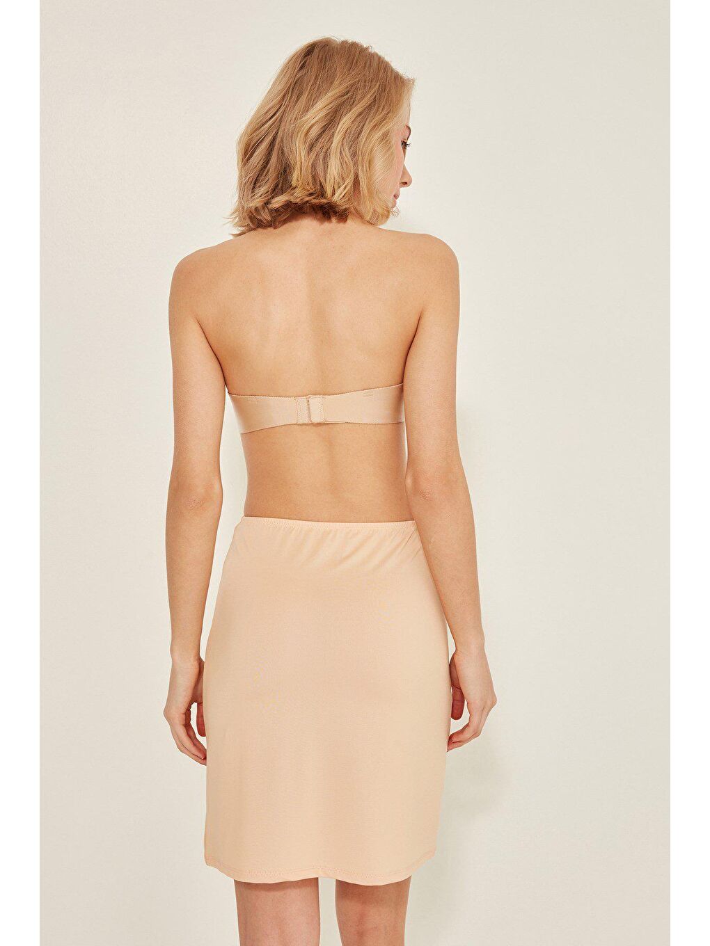 Bej C1506 Kadın Uzun Jüpon Ten-3