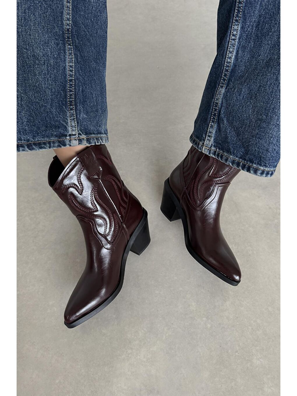 Hadley Kadın Kırışık Deri Topuklu Bot Bordo-2