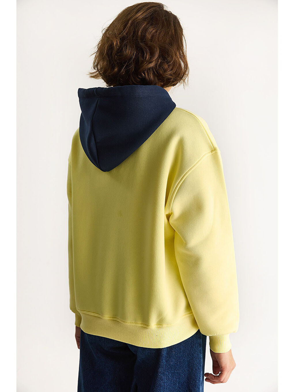 Gri Kadın USA İşlemeli Şardonlu Kapüşonlu Salaş Sweatshirt-6