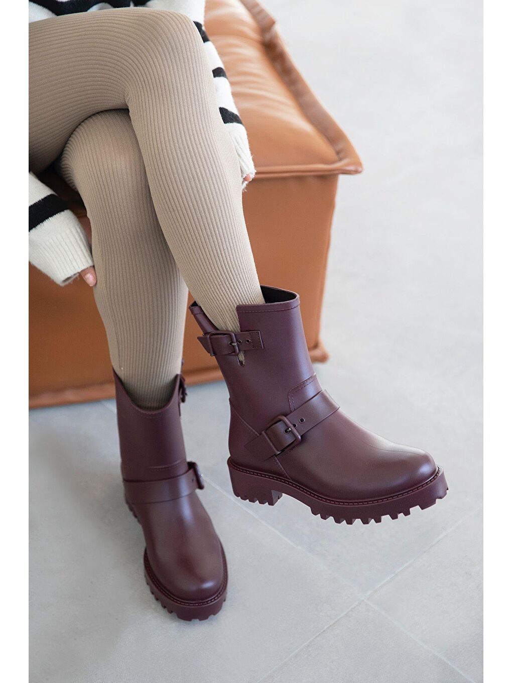 Hudson Plastik Su Geçirmez Kadın Bot Bordo