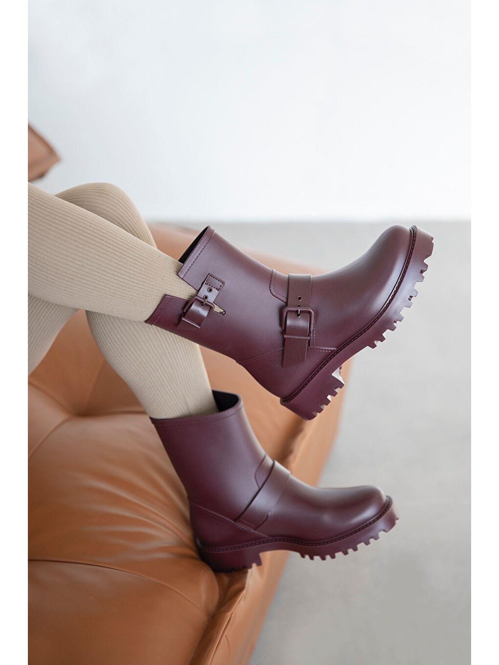 Hudson Plastik Su Geçirmez Kadın Bot Bordo-1