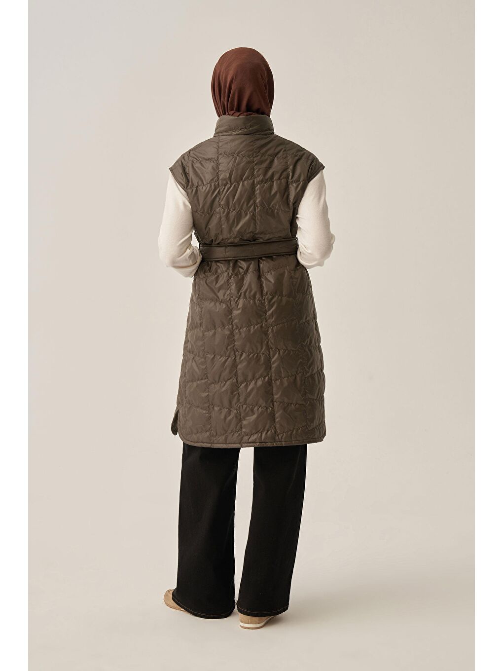 Haki-Kuşaklı Kapitone Yelek-2