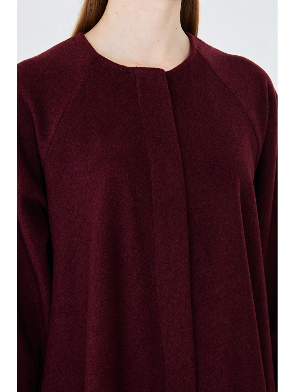 Kadın Trend Oversize Uzun Kol Bordo Kaşe Panço-3