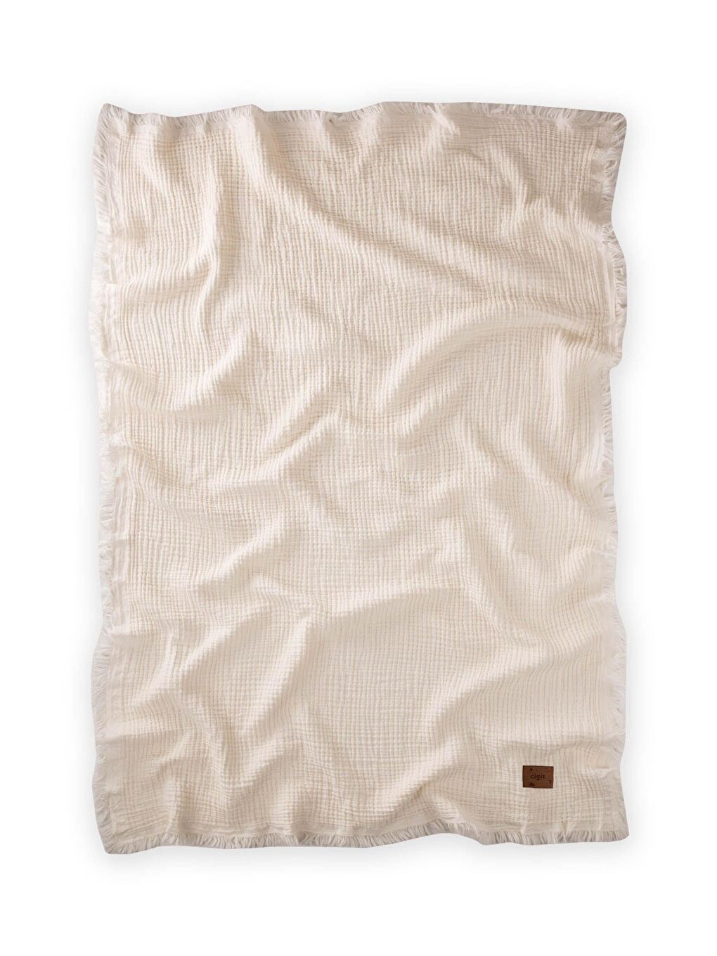 Bej Müslin Dört Kat Yatak Örtüsü 200X220 Cm Naturel-2