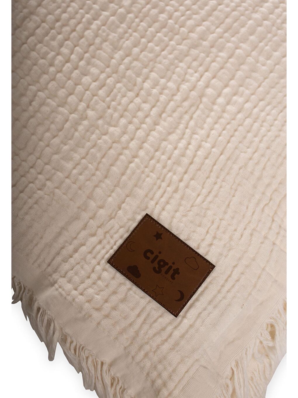 Bej Müslin Dört Kat Yatak Örtüsü 200X220 Cm Naturel-3