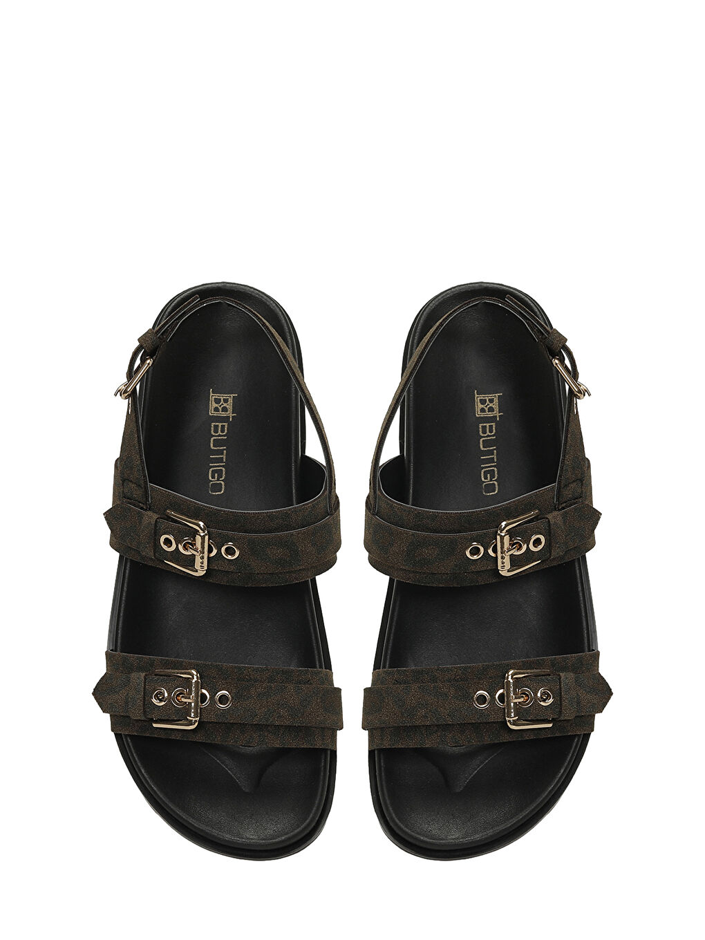 Kahverengi 26S-305 6FX Leopar Kadın Düz Sandalet-3