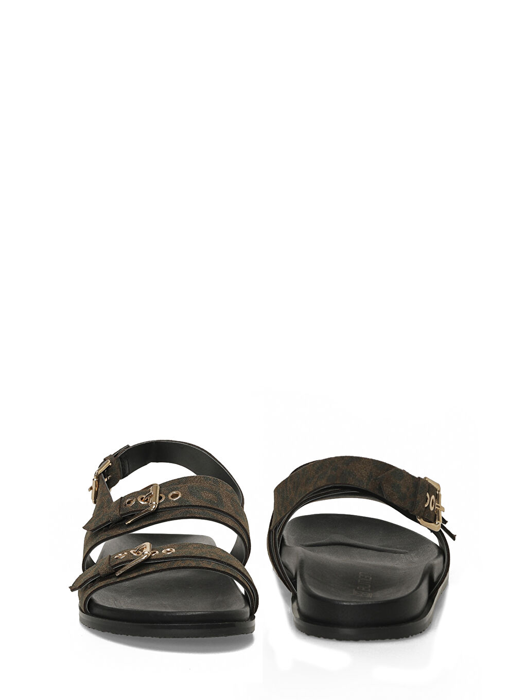 Kahverengi 26S-305 6FX Leopar Kadın Düz Sandalet-4