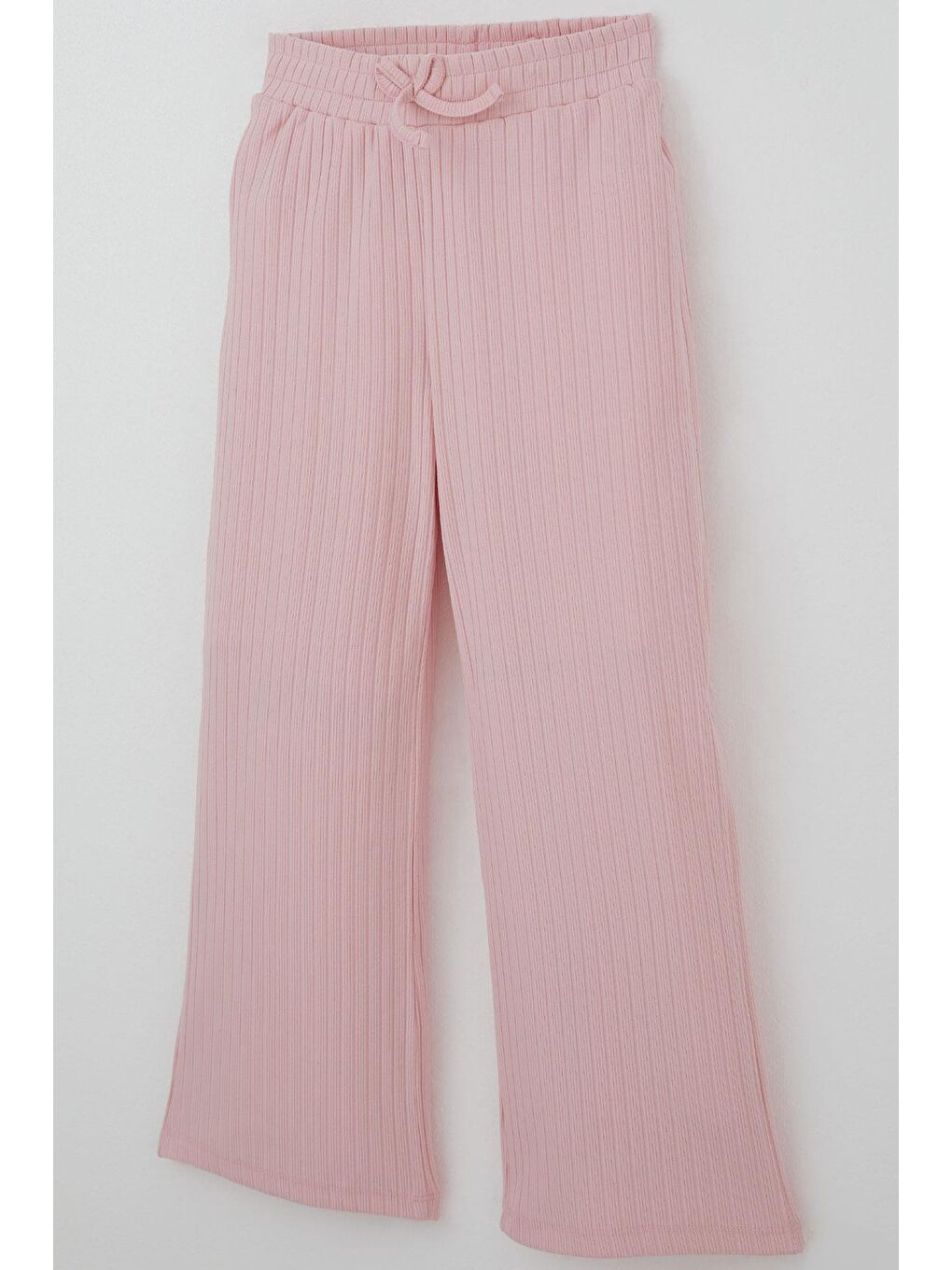 Kız Çocuk Pantolonlu Takım Yazı Nakışlı Fiyonk Detaylı Pembe (4-8 Yaş)