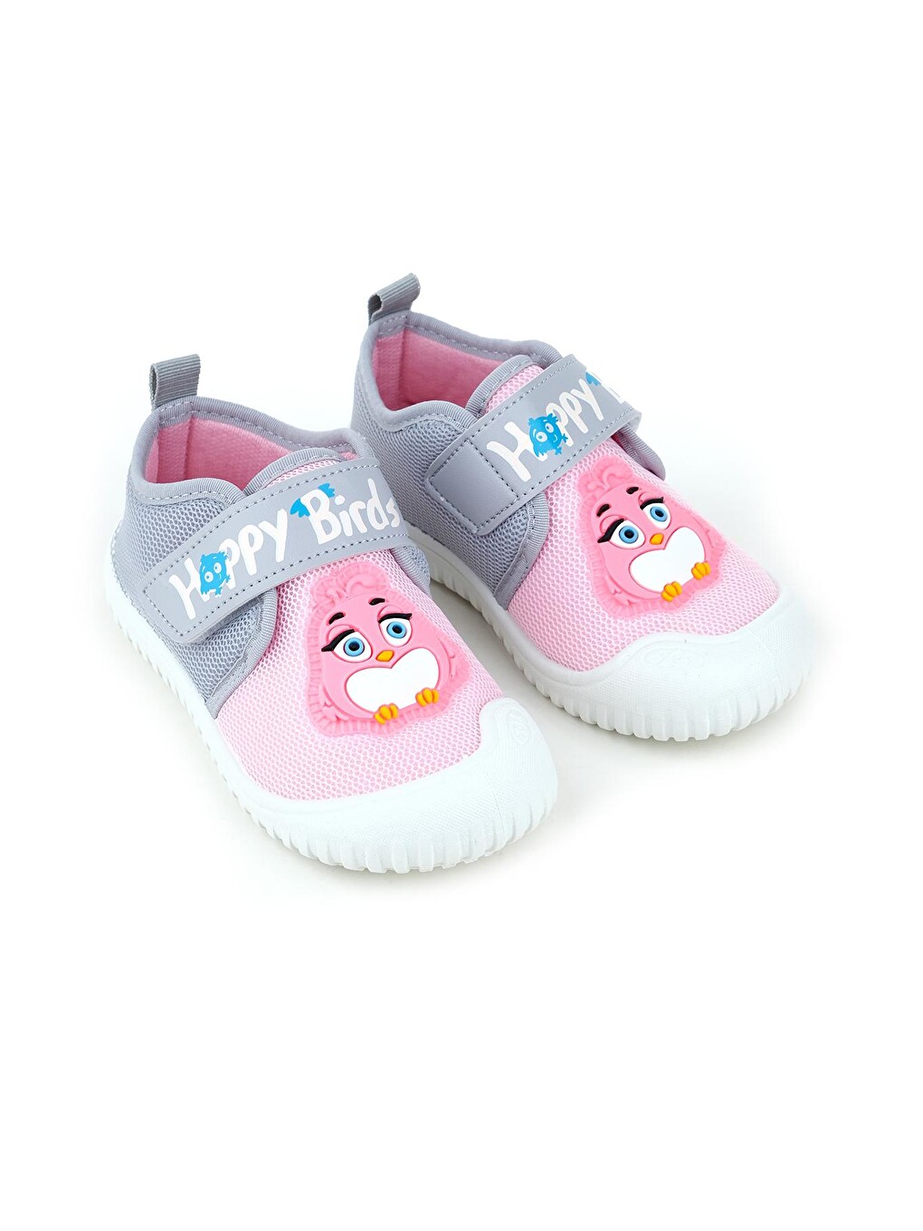 Pembe Yazlık Kız Çocuk Keten Happy Bird Cırt Cırtlı Ayarlanabilir Ayakkabı-2