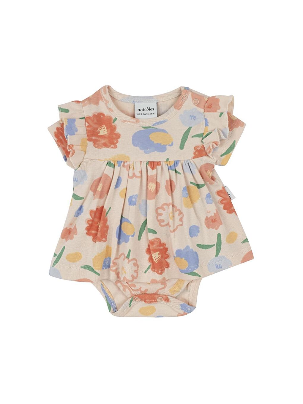 Pembe Çiçek Buketi Fırfırlı Elbise-1