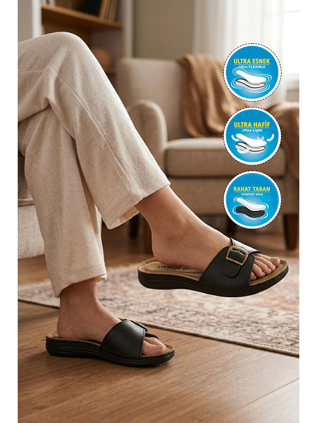Siyah Hafif Anatomik Kadın Terlik 11-113-2