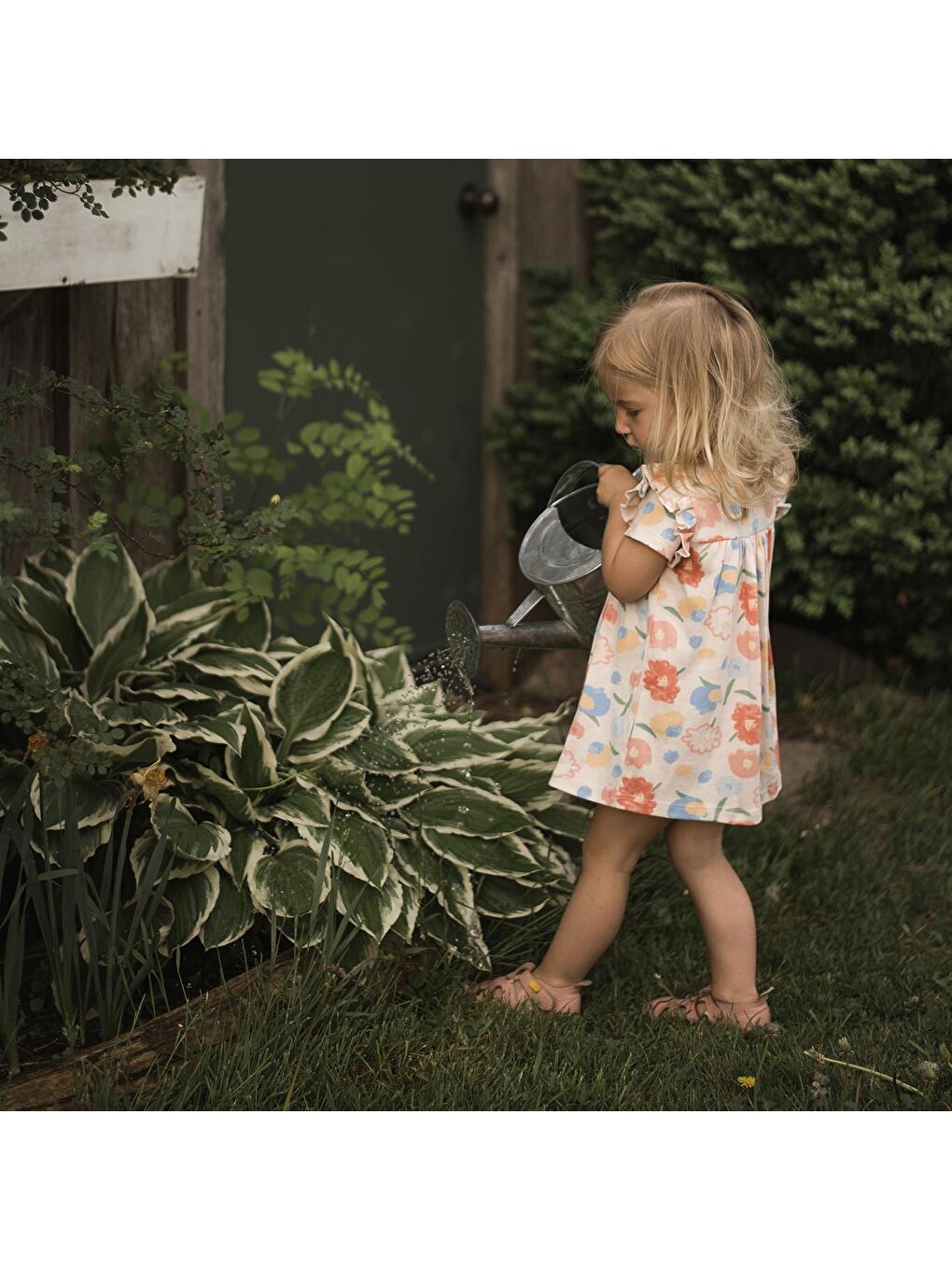 Pembe Çiçek Buketi Fırfırlı Elbise-2