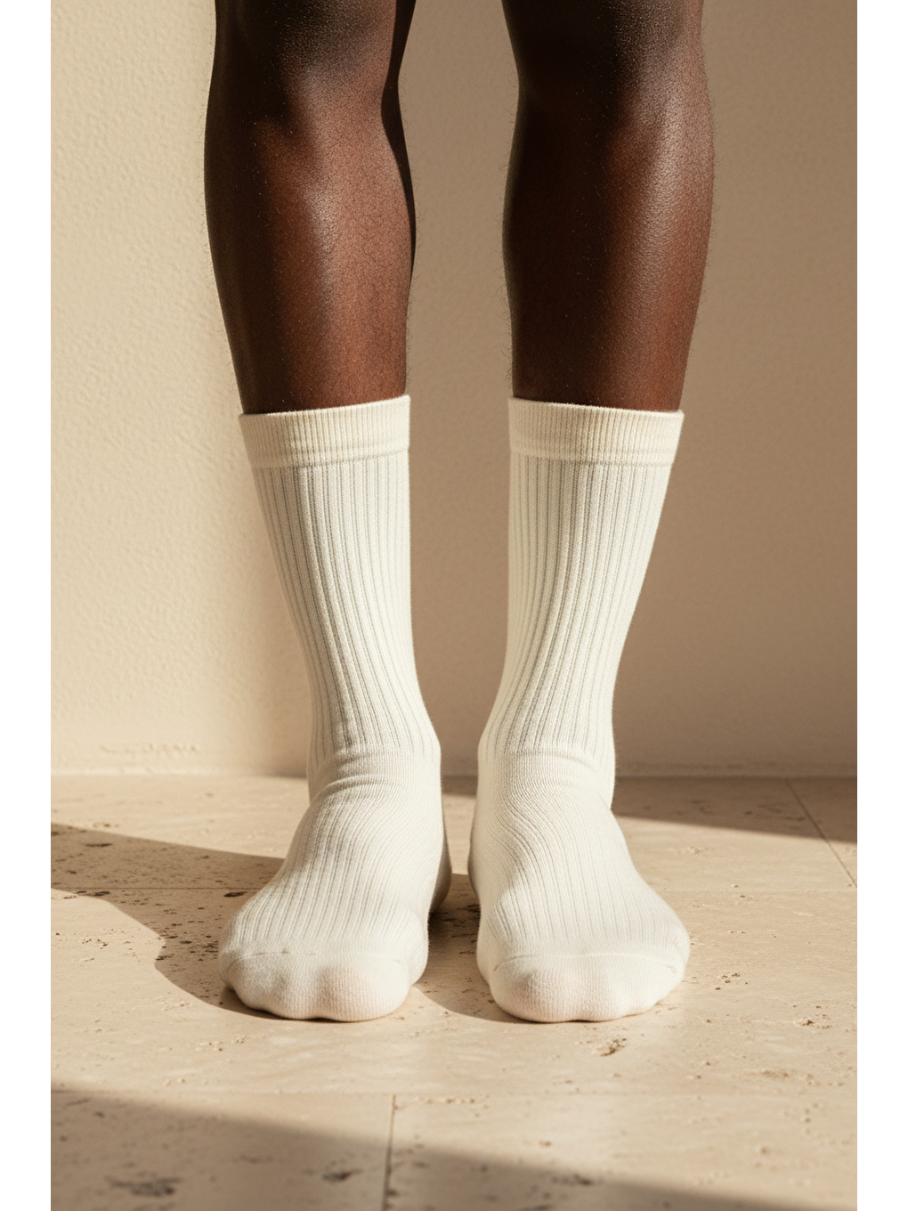 Unisex Basic Bej Soket Çorap-1