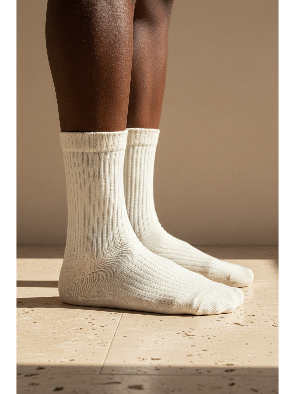 Unisex Basic Bej Soket Çorap-2