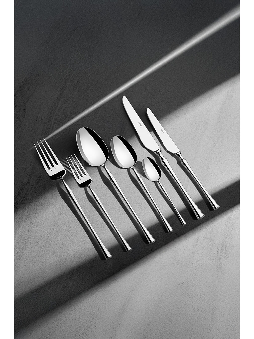 Gri Marbella Sade 12 Kişilik 84 Parça Kutulu Çatal Kaşık Bıçak Takımı-1