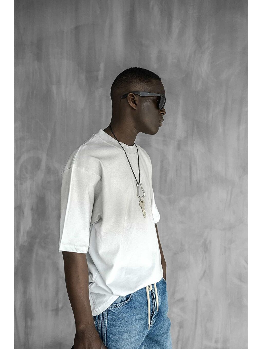 Erkek Oversize Yıkamalı Premium T-Shirt Beyaz-6