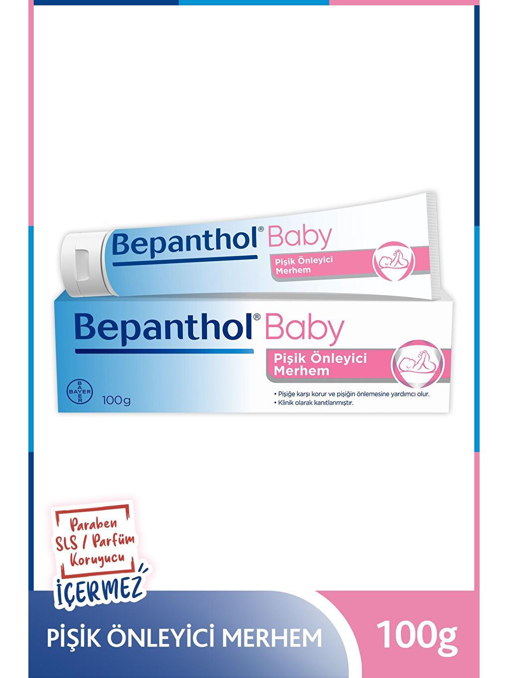 Bepanthol Beyaz-Gümüş-Açık Kahverengi Baby Pişik Önleyici Merhem 100g x3 + Bebek Bakım Çantası Hediyeli - 1