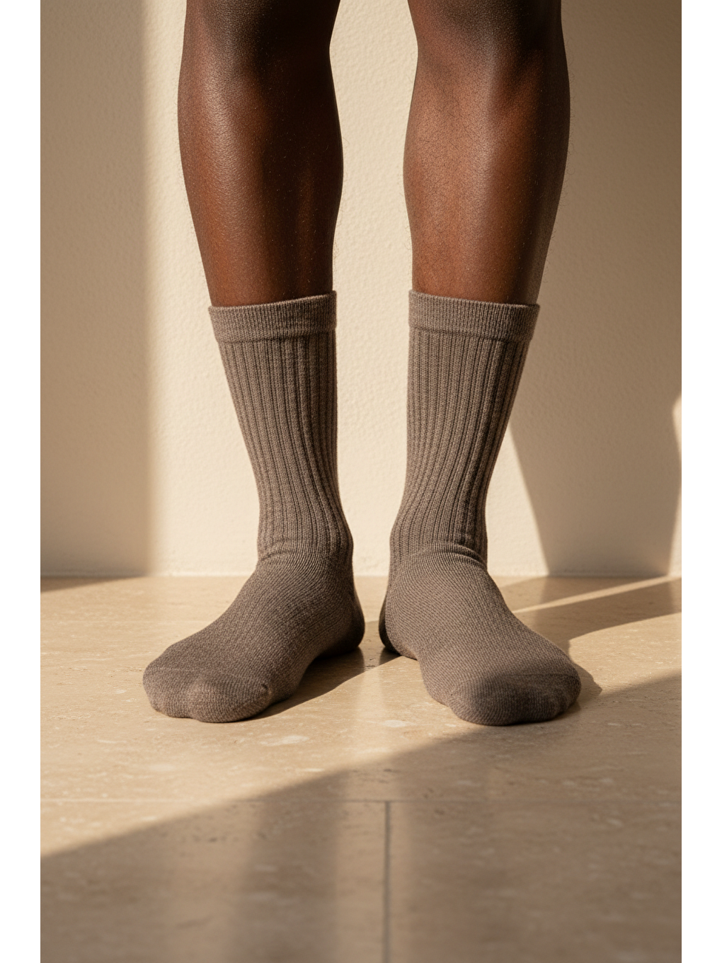 Unisex Basic Kahverengi Soket Çorap-1